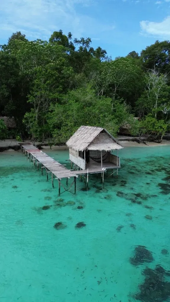 Overwater bungalow at Batanta.